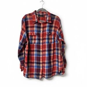 LAUREN Ralph Lauren 100% Cotton Red Blue Plaid Shirt | XXL | Cottagecore